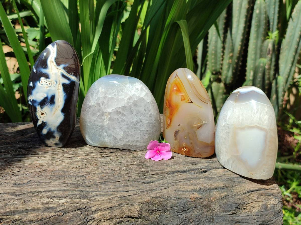 Polished Mixed Selected Agate Standing Free Forms x 4 From Madagascar - Toprock Gemstones and Minerals 