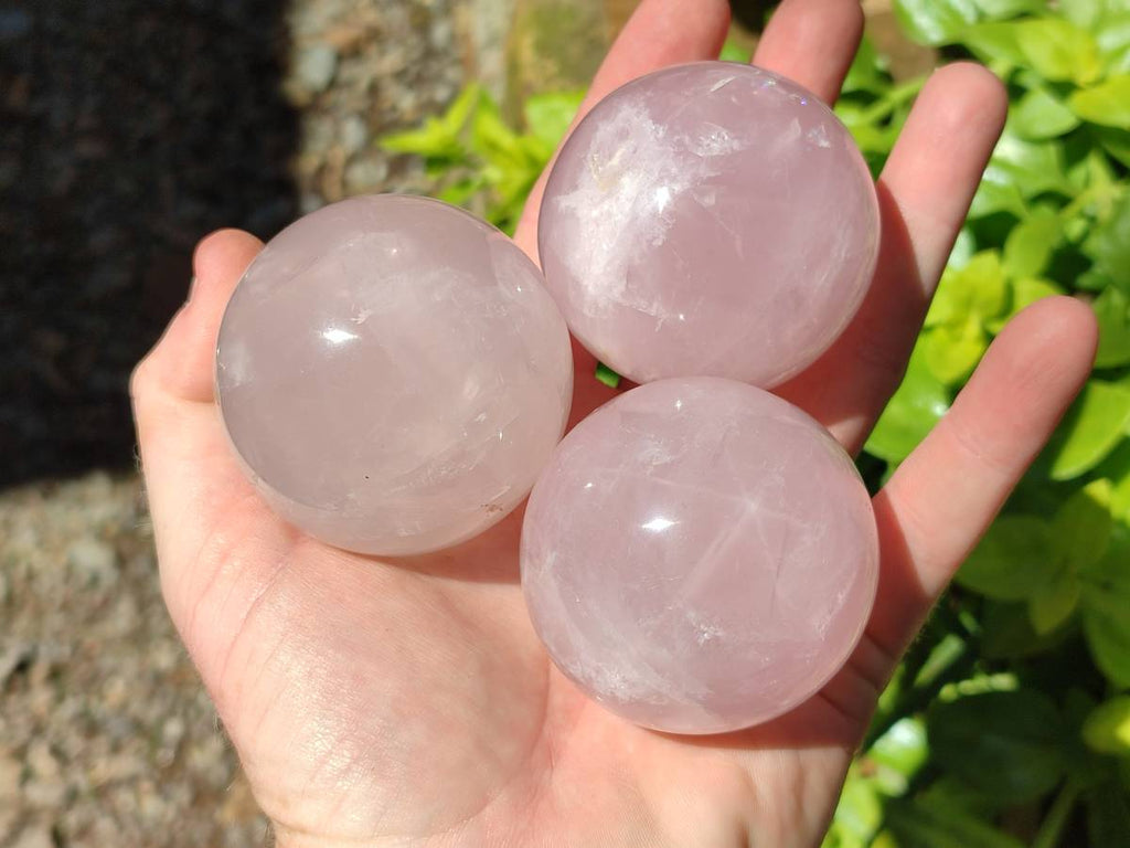 Polished Star Rose Quartz Spheres x 6 From Madagascar - Toprock Gemstones and Minerals 