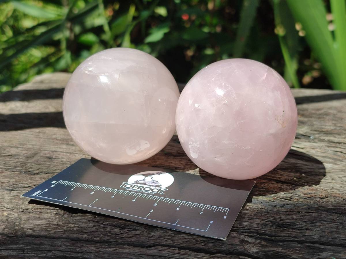 Polished Star Rose Quartz Spheres x 6 From Madagascar - Toprock Gemstones and Minerals 