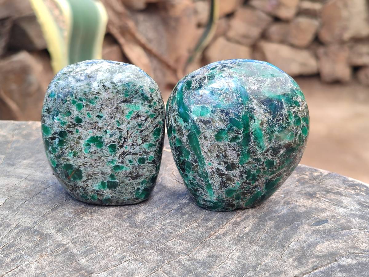 Polished Emerald Mica 'Mutokolite' Standing Free Forms x 5 From Mutoko, Zimbabwe - Toprock Gemstones and Minerals 