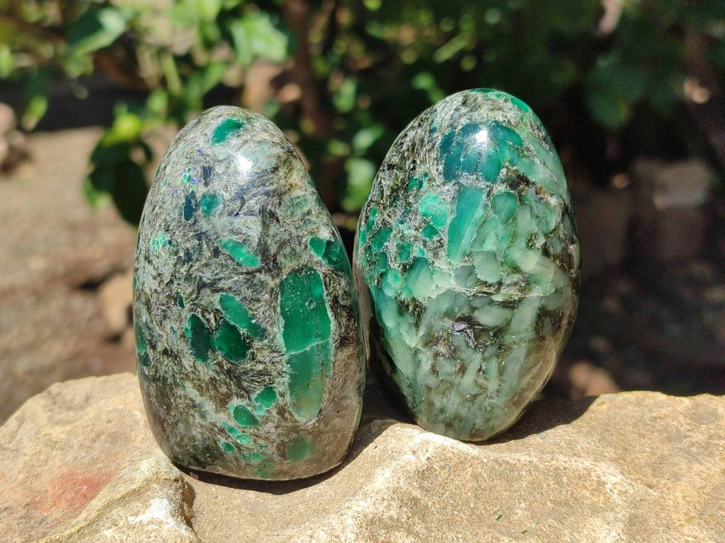 Polished Emerald Mica 'Mutokolite' Standing Free Forms x 5 From Mutoko, Zimbabwe - Toprock Gemstones and Minerals 