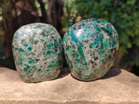 Polished Emerald Mica 'Mutokolite' Standing Free Forms x 5 From Mutoko, Zimbabwe