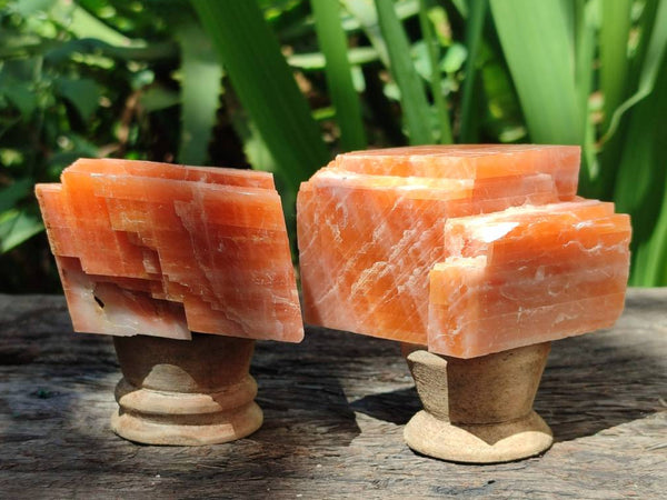 Natural Fluorescent Sunset Orange Calcite Specimens x 6 From Spitzkop, Namibia