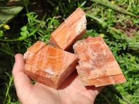 Natural Fluorescent Sunset Orange Calcite Specimens x 6 From Spitzkop, Namibia