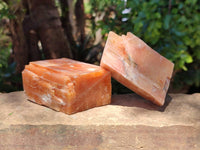Natural Fluorescent Sunset Orange Calcite Specimens x 6 From Spitzkop, Namibia