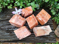 Natural Fluorescent Sunset Orange Calcite Specimens x 6 From Spitzkop, Namibia
