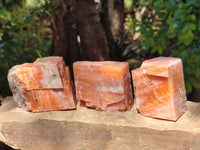Natural Fluorescent Sunset Orange Calcite Specimens x 6 From Spitzkop, Namibia