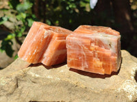 Natural Fluorescent Sunset Orange Calcite Specimens x 6 From Spitzkop, Namibia