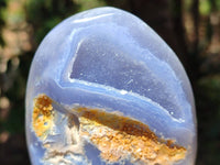 Polished Blue Lace Agate Standing Free Forms x 3 From Nsanje, Malawi