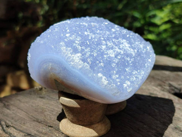 Polished Blue Lace Agate Standing Free Forms x 3 From Nsanje, Malawi
