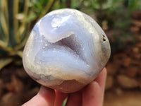 Polished Blue Lace Agate Standing Free Forms x 3 From Nsanje, Malawi