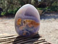 Polished Blue Lace Agate Standing Free Forms x 3 From Nsanje, Malawi