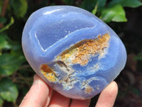 Polished Blue Lace Agate Standing Free Forms x 3 From Nsanje, Malawi