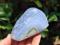 Polished Blue Lace Agate Standing Free Forms x 3 From Nsanje, Malawi