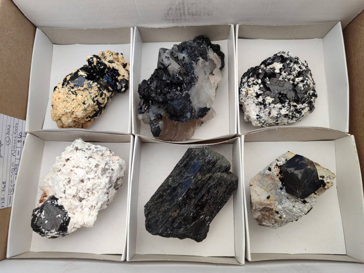 Natural Schorl Black Tourmaline with Associated Minerals x 6 From Erongo, Namibia - Toprock Gemstones and Minerals 