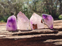 Polished Window Amethyst Crystals x 12 From Akansobe, Madagascar