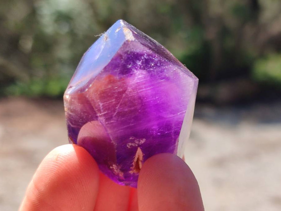 Polished Window Amethyst Crystals x 12 From Akansobe, Madagascar - Toprock Gemstones and Minerals 