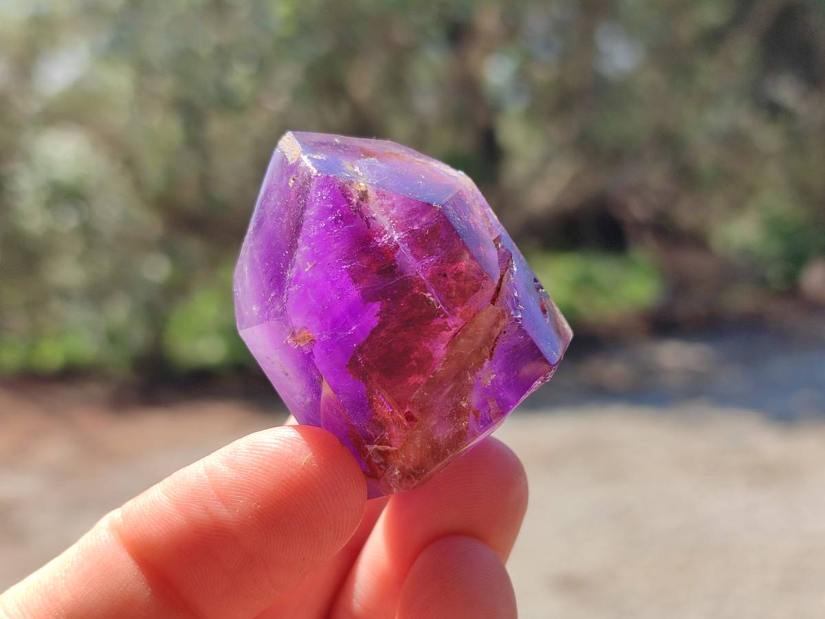 Polished Window Amethyst Crystals x 12 From Akansobe, Madagascar - Toprock Gemstones and Minerals 