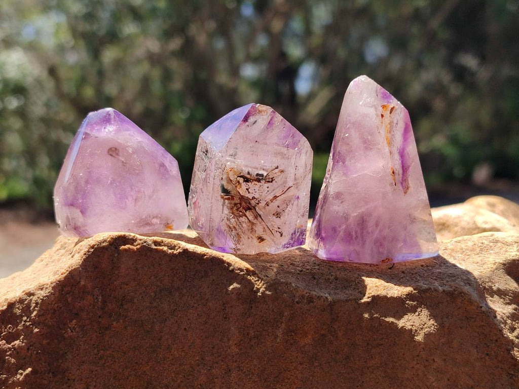 Polished Window Amethyst Crystals x 12 From Akansobe, Madagascar - Toprock Gemstones and Minerals 
