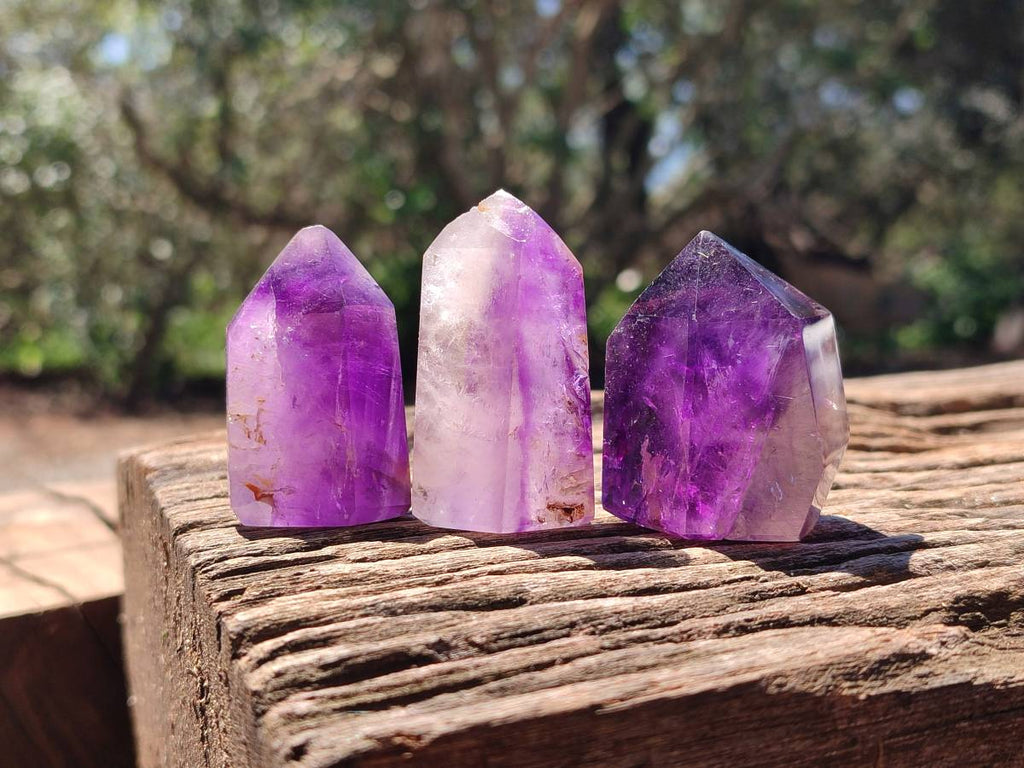Polished Window Amethyst Crystals x 12 From Akansobe, Madagascar - Toprock Gemstones and Minerals 