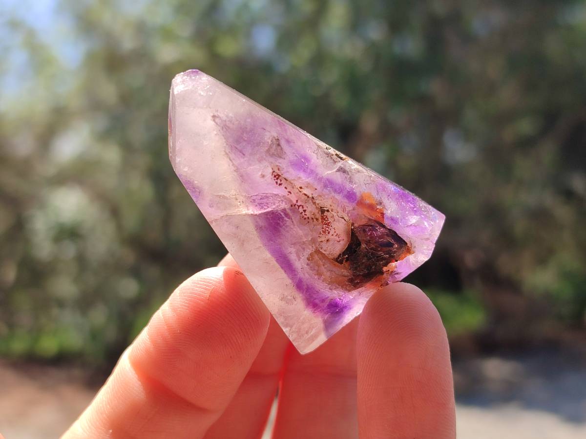 Polished Window Amethyst Crystals x 12 From Akansobe, Madagascar - Toprock Gemstones and Minerals 