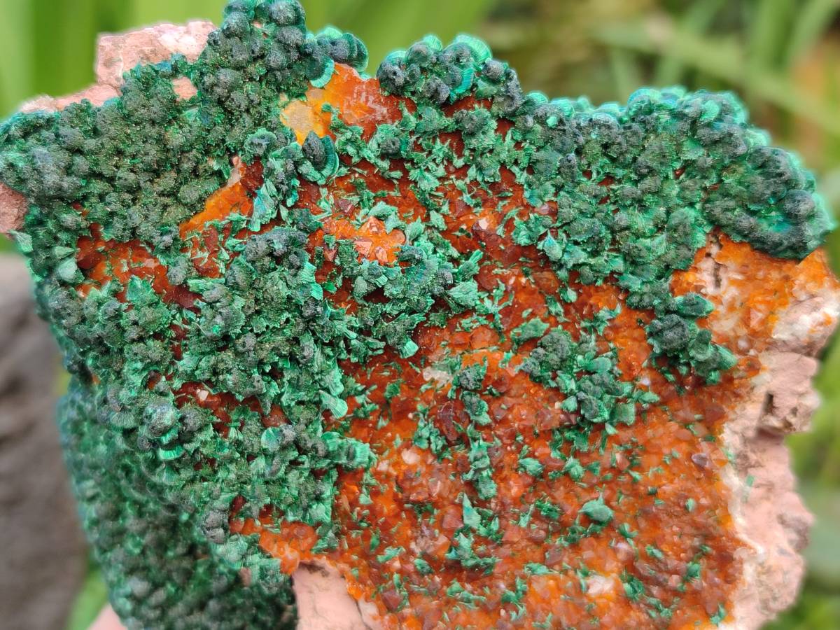 Natural Silky Ball Malachite and Drusy Quartz On Dolomite Matrix Specimens x 2 From Mindingi Mine, Kambove, Congo - Toprock Gemstones and Minerals 