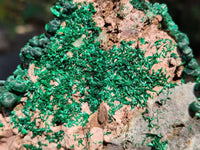 Natural Silky Ball Malachite and Drusy Quartz On Dolomite Matrix Specimens x 2 From Mindingi Mine, Kambove, Congo