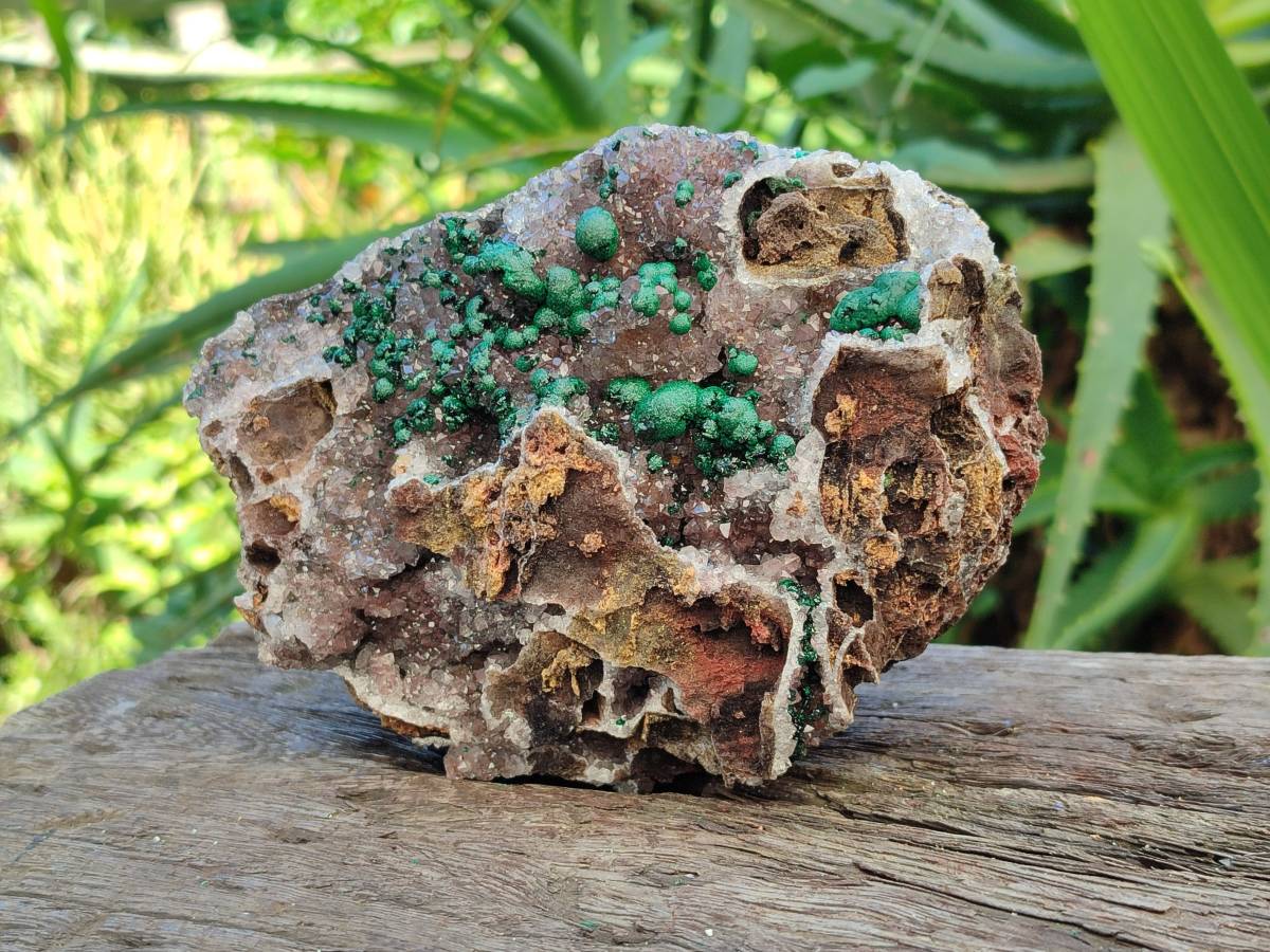 Natural Silky Ball Malachite and Drusy Quartz On Dolomite Matrix Specimens x 2 From Mindingi Mine, Kambove, Congo - Toprock Gemstones and Minerals 