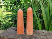 Polished Orange Twist Calcite Towers x 2 From Maevantanana, Madagascar