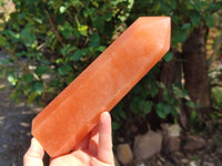 Polished Orange Twist Calcite Towers x 2 From Maevantanana, Madagascar
