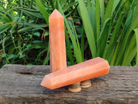 Polished Orange Twist Calcite Towers x 2 From Maevantanana, Madagascar