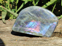 Polished Purple Flash Labradorite Standing Free Forms x 2 From Tulear, Madagascar