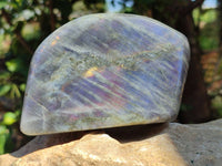 Polished Purple Flash Labradorite Standing Free Forms x 2 From Tulear, Madagascar