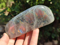 Polished Purple Flash Labradorite Standing Free Forms x 2 From Tulear, Madagascar