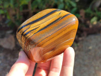 Polished Golden Tiger's Eye with Banded Tiger Iron Free Forms x 5 From Prieska, Northern Cape, South Africa