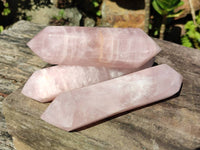 Polished Double Terminated Rose Quartz Crystals x 4 From Ambatondrazaka, Madagascar