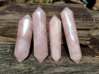 Polished Double Terminated Rose Quartz Crystals x 4 From Ambatondrazaka, Madagascar