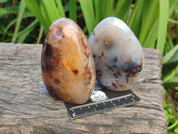 Polished Dendritic Agate Standing Free Forms x 3 From Moralambo, Madagascar