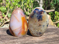 Polished Dendritic Agate Standing Free Forms x 3 From Moralambo, Madagascar