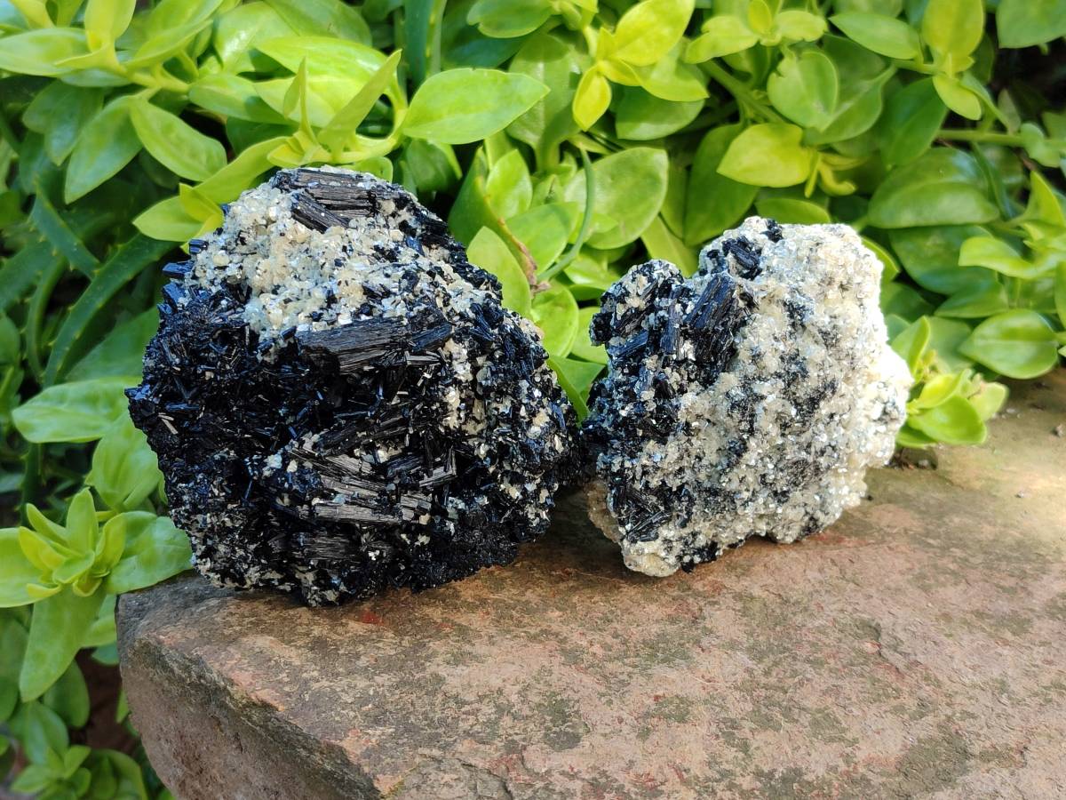 Natural Schorl Black Tourmaline with Mica x 2 From Erongo, Namibia - Toprock Gemstones and Minerals 
