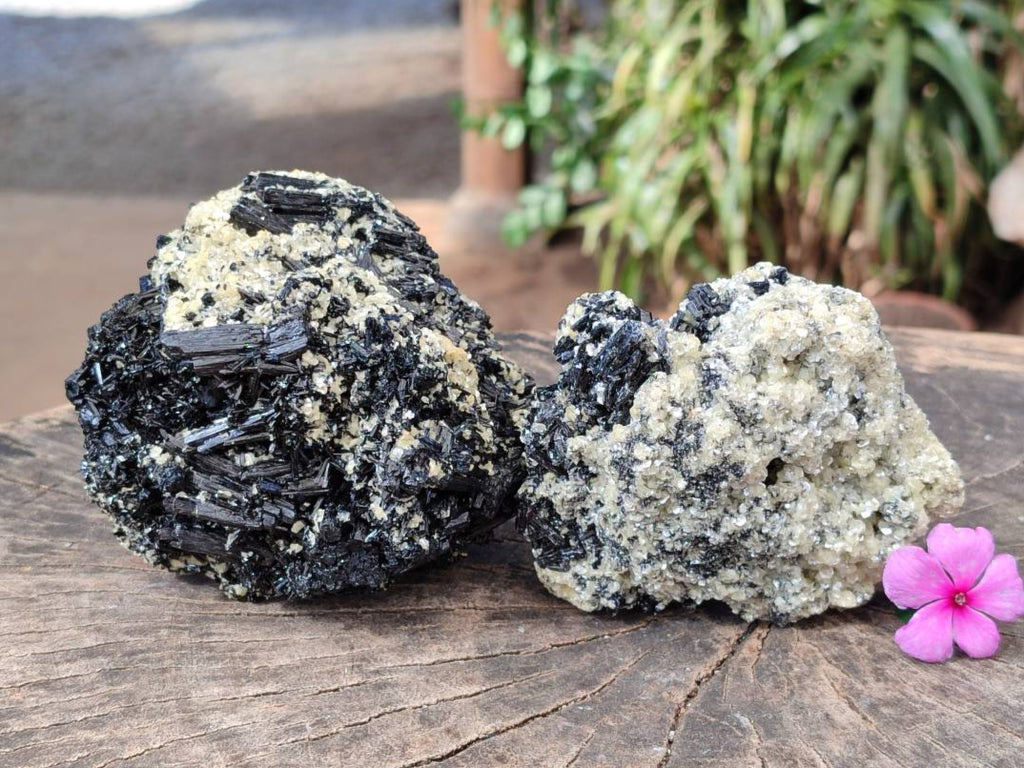 Natural Schorl Black Tourmaline with Mica x 2 From Erongo, Namibia - Toprock Gemstones and Minerals 