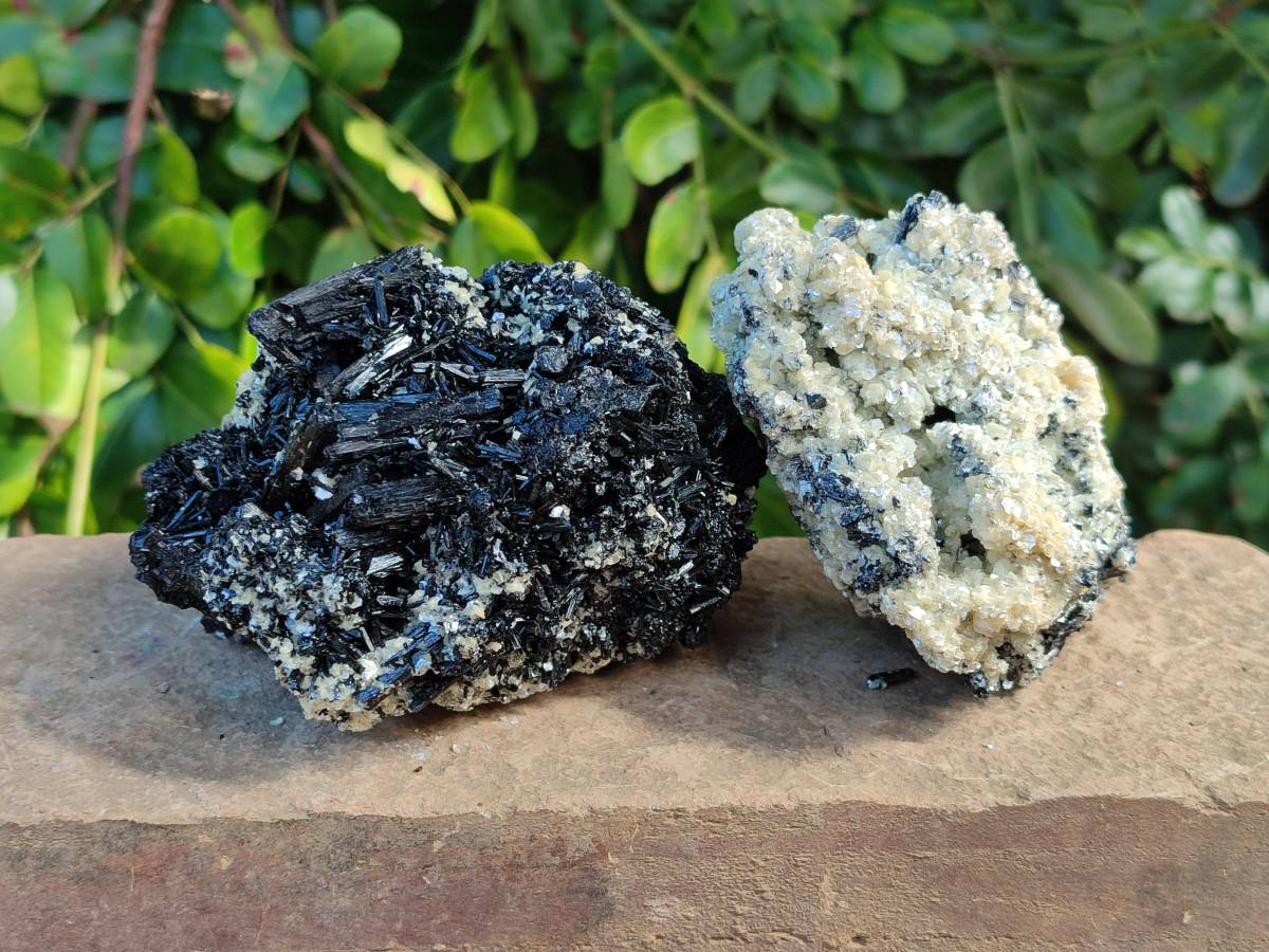 Natural Schorl Black Tourmaline with Mica x 2 From Erongo, Namibia - Toprock Gemstones and Minerals 