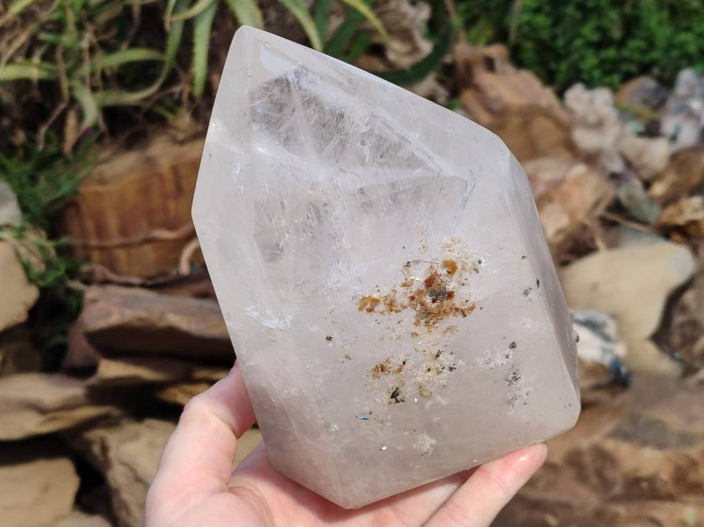 Polished Window Clear Quartz Crystal With Inclusions x 1 From Madagascar - Toprock Gemstones and Minerals 