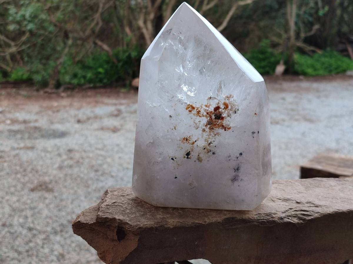 Polished Window Clear Quartz Crystal With Inclusions x 1 From Madagascar - Toprock Gemstones and Minerals 