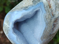 Polished Blue Lace Agate Standing Free Forms x 3 From Nsanje, Malawi