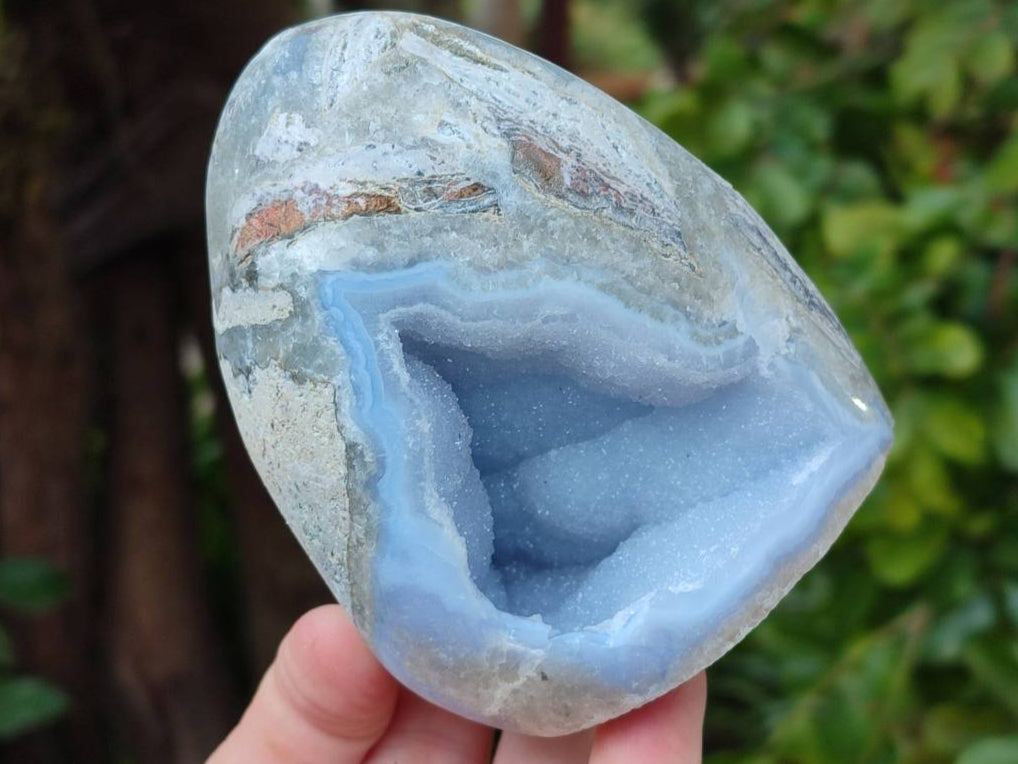 Polished Blue Lace Agate Standing Free Forms x 3 From Nsanje, Malawi - Toprock Gemstones and Minerals 