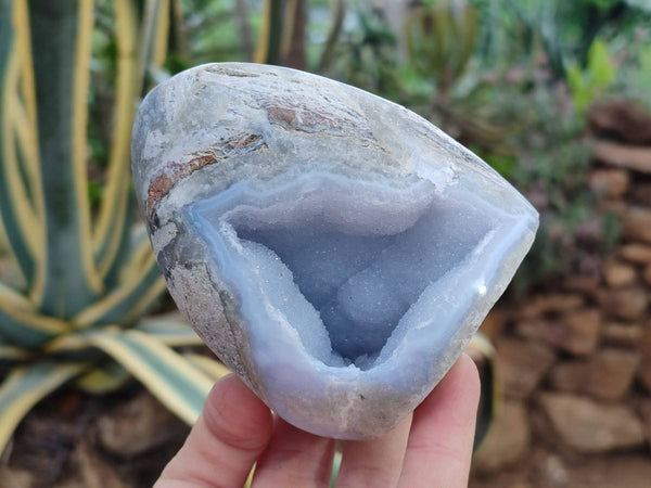 Polished Blue Lace Agate Standing Free Forms x 3 From Nsanje, Malawi