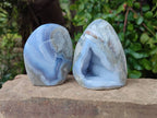Polished Blue Lace Agate Standing Free Forms x 3 From Nsanje, Malawi - Toprock Gemstones and Minerals 