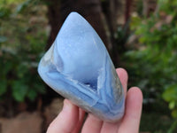 Polished Blue Lace Agate Standing Free Forms x 3 From Nsanje, Malawi