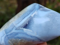 Polished Blue Lace Agate Standing Free Forms x 3 From Nsanje, Malawi